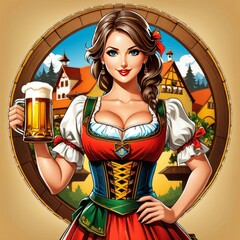 oktoberfest girl with beer content created with generative AI software