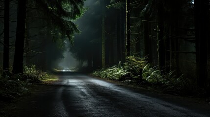 Fototapeta premium shadows dark forest road