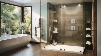 open glass shower door