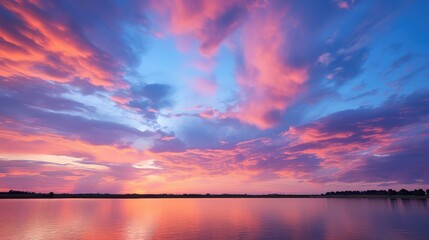 Naklejka premium orange blue sky some clouds