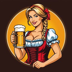 oktoberfest girl with beer content created with generative AI software