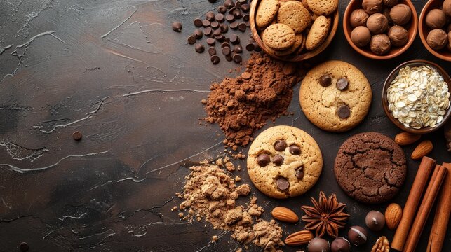 Minimalist Background: Delicious Chocolate Cookie Illustration for Sweet Desserts and Holiday Celebrations