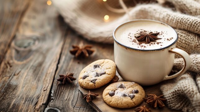 Minimalist Background: Delicious Chocolate Cookie Illustration for Sweet Desserts and Holiday Celebrations