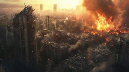 Devastation captured as buildings jolt and collapse post-aftershock, Aftershock, Devastation Jolt.