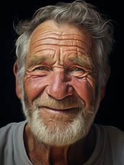 Obraz premium Elderly man with a content smile, portrait photography, close-up, peaceful and happy expression.