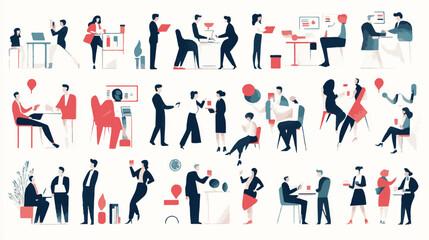 Business Concept illustrations. Mega set. Collection of scenes with men and women taking part in business activities. Vector illustration