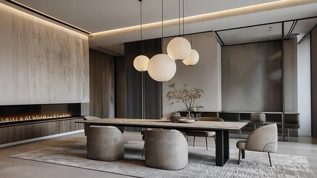 A minimalist living room with muted color tones, featuring a single elegant armchair and a simple coffee table, embodying quiet luxury and understated elegance.
