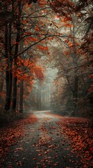 Fototapeta premium Autumn Path Through Misty