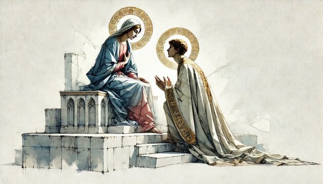 Life of Jesus. The Annunciation to Mary. Digital painting.