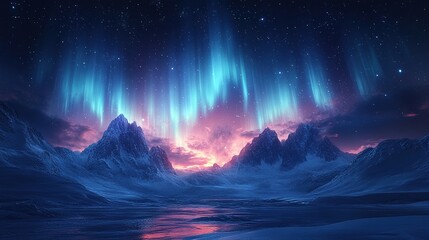 Naklejka premium Aurora borealis illuminating the night sky