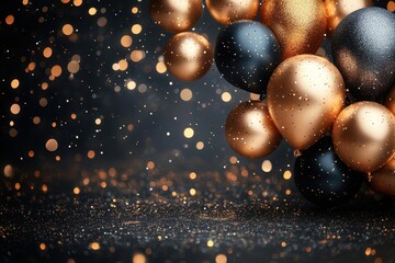 Fototapeta premium elegant birthday border design featuring sparkling gold elements luxurious composition with shimmering accents creating a sophisticated frame for celebratory occasions