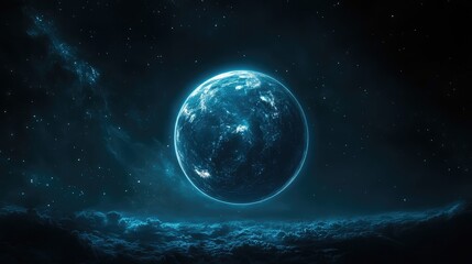 Obraz premium glowing planet, dark stage