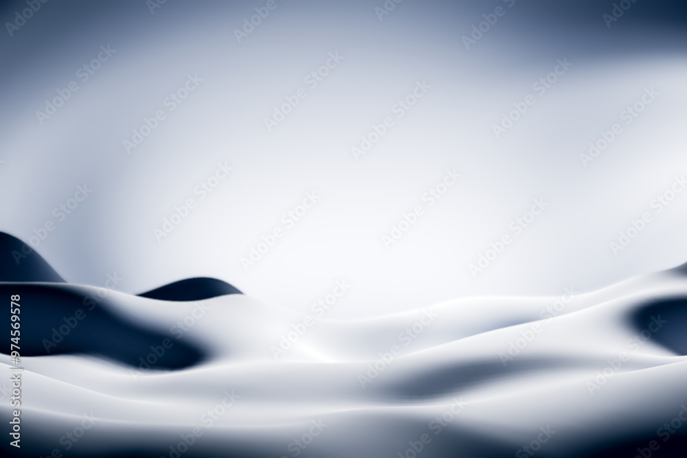 Poster Abstract Wave Design with Grey and Black Gradients. 3D Rendering