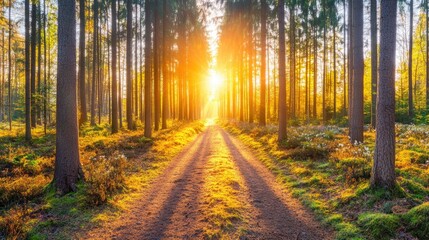 Obraz premium Morning Landscape Scene with Gentle Sunlight and Natural Beauty