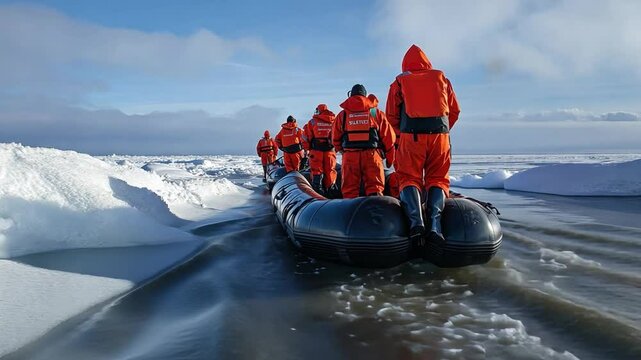 A multidisciplinary team of scientists studying climate change in the Arctic, emphasizing how it affects delicate ecosystems.