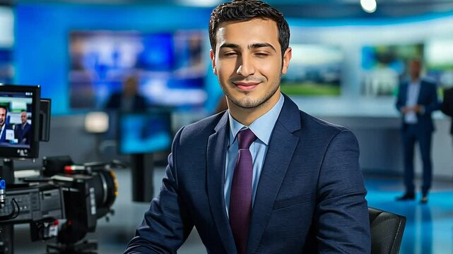 News Anchor Sharing Evening Updates From the Studio Generative AI