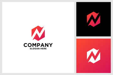 hexagon initials N logo design vector