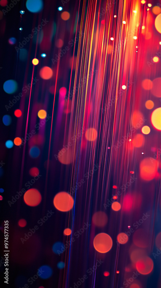 Poster Blurry colorful bokeh circles creating a curtain pattern background, perfect for technology or festive design