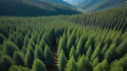 big forest in the morning