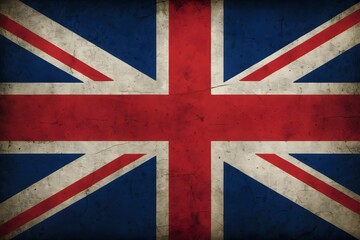 Fototapeta premium Grunge Union Jack flag with distressed texture. The national flag of the United Kingdom, featuring the iconic red, white, and blue colors of Great Britain.