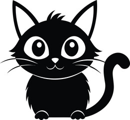 Black Cat vector illustration design. Black cat isolated on white background. Black cat looking out the window
