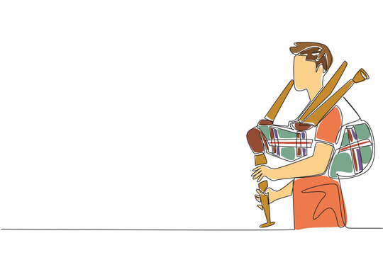 bagpiper playing bagpipes, single line art clip art preview