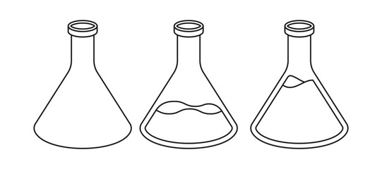 Black and white illustration of a laboratory test tube. Illustration with black outline