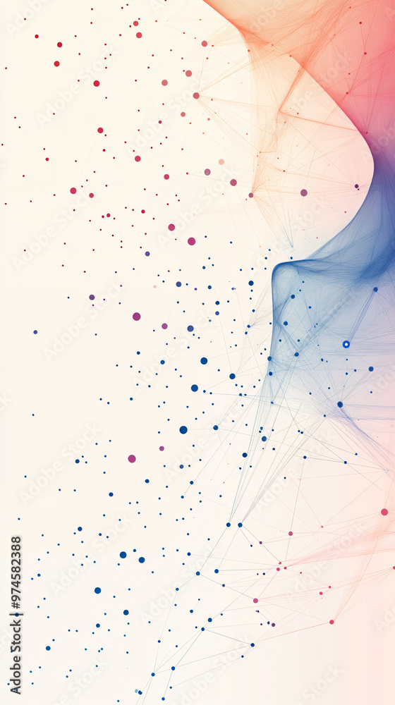 Poster Dynamic structure formed by connecting lines and dots on abstract network background