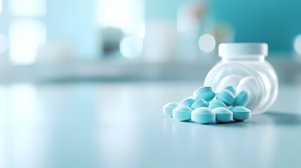 pills spilled from a bottle on a desk