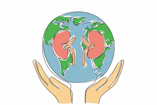 kidneys holding earth, continuous line art clip art preview