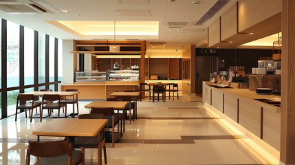 Fototapeta premium Japanese-Inspired Corporate Cafeteria