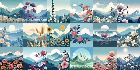 Fototapeta premium Higland flowers. AI generated illustration