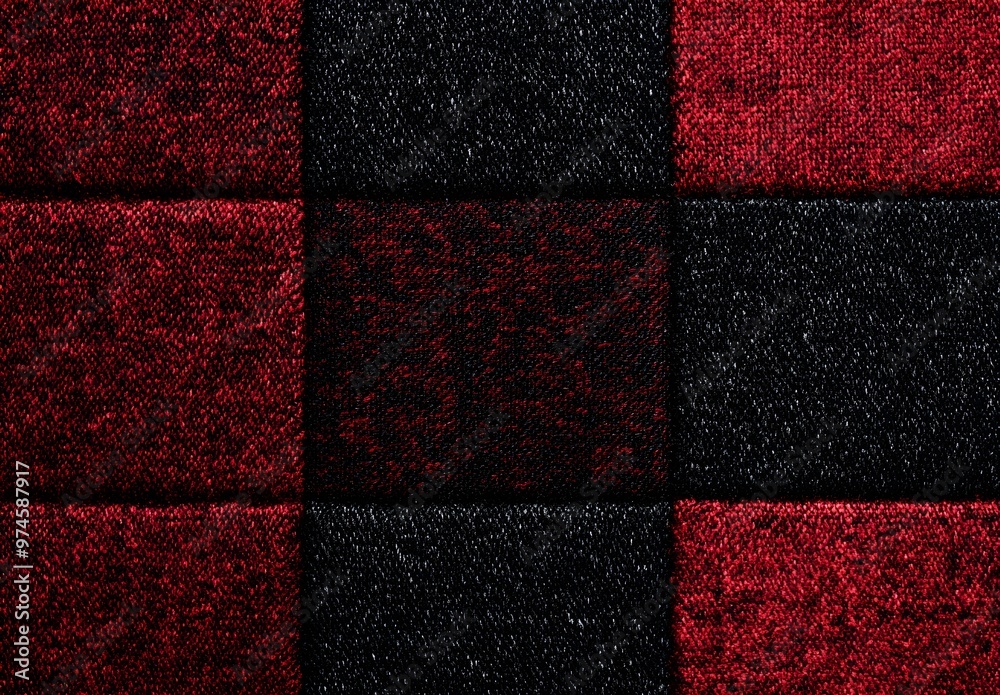 Wall mural red and black checkered pattern texture