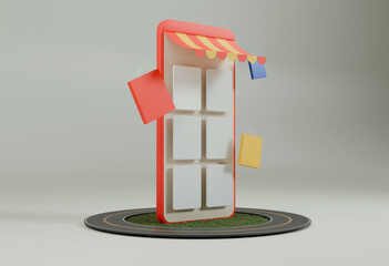 3D booth for sales marketing mobile online ecommerce sales store for buying cart