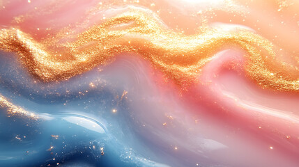 Fototapeta premium wallpaper, melting liquid among mineral ore with lots of gold powder featuring