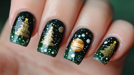 Stunning Christmas Nail Designs with Festive Text Art