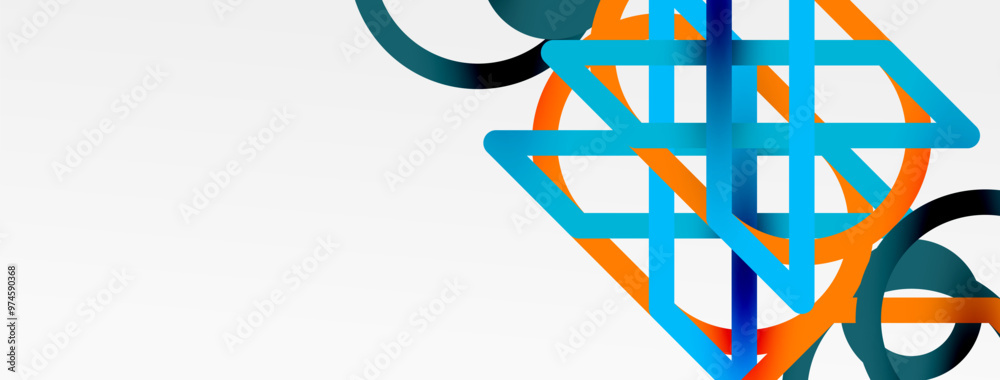 Poster abstract background - colorful circle lines technology or business digital template