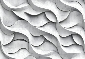 Abstract White Concrete Waves Pattern