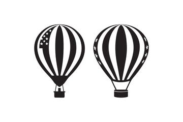Obraz premium Hot air balloon silhouette vector illustration, Hot air balloon silhouette vector, Hot air balloon silhouette PNG 