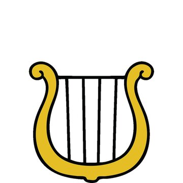 cute cartoon of a golden harp