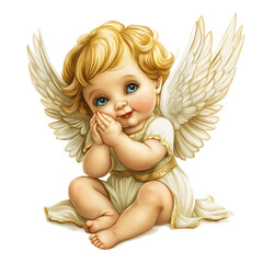 Fototapeta premium Illustration, png, Angel baby representation creativity on a white background , cut out