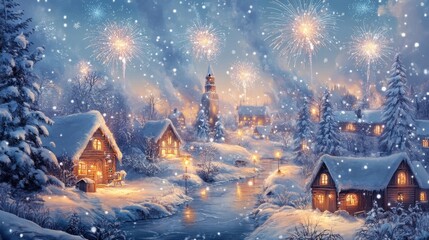 Enchanting Winter Wonderland: Festive Lights and Snowy Charm