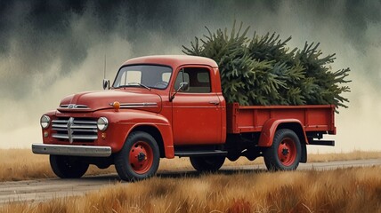 old truck in the tree