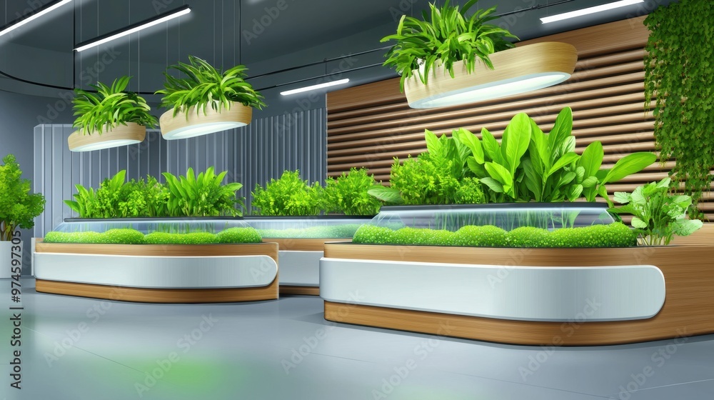 Sticker A room with plants and lights in it that are growing, AI