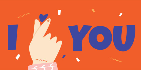 Fototapeta premium Message of i love you hand gesture, shapes heart with hands.