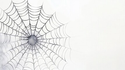 Obraz premium A close-up view of a delicate spider web intricately woven against a clean, white background, showcasing nature's artistry.