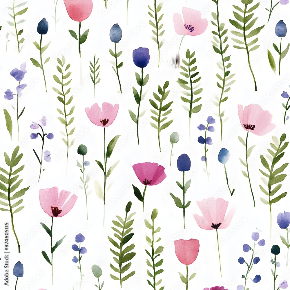 Poster watercolor floral seamless pattern