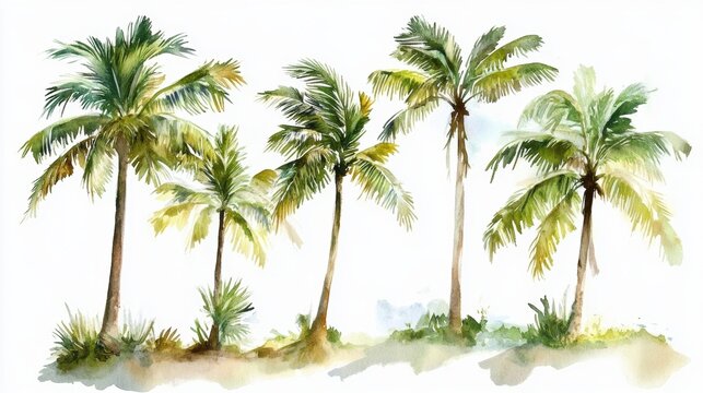 Naklejki Vector illustration of coconut tree with leaf closeup view