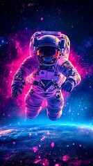 anime astronaut floating in space with Earth in the background smartphone wallpaper