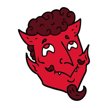 cartoon doodle devil face